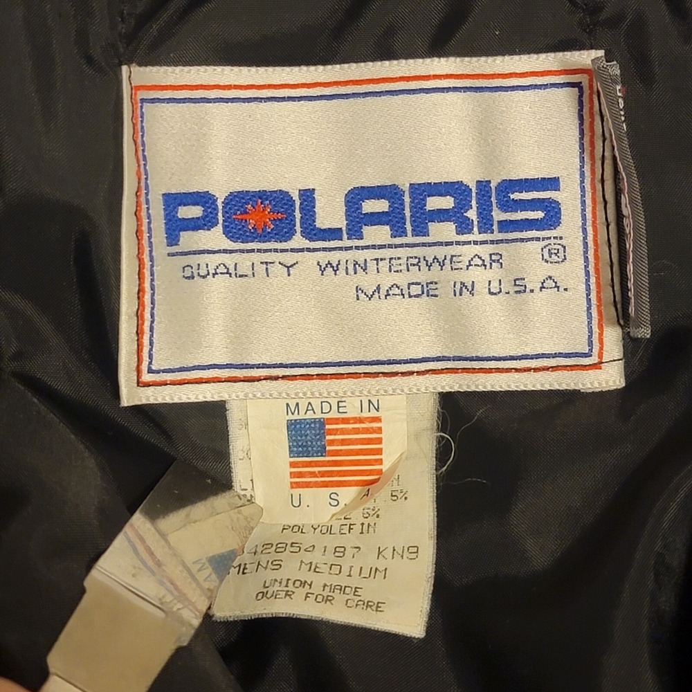 VTG 80s Polaris Insulated Teal Blue Nylon Snowmobile Jacket USA Men's XL READ - Picture 13 of 15